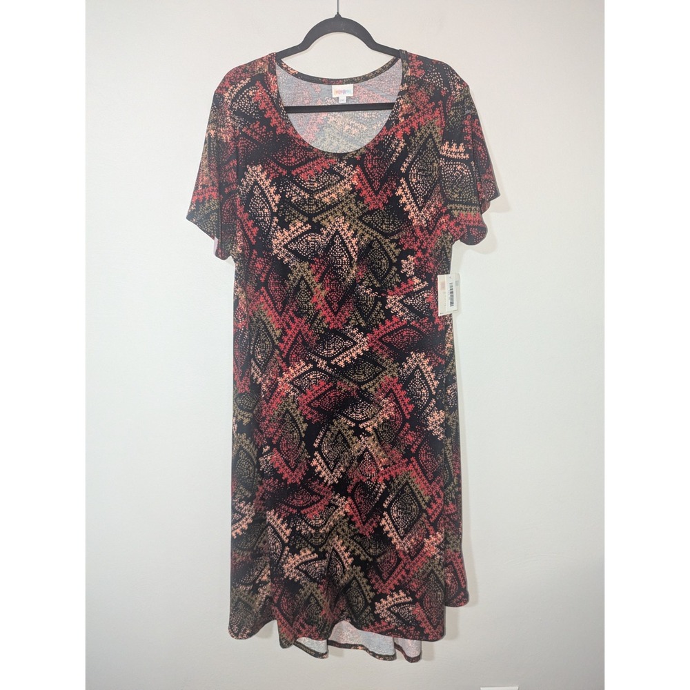 2XL NWT LuLaRoe Multicolor Print Carly Midi T-Shirt Dress